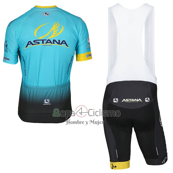 Astana Ropa Ciclismo Culotte Corto 2017 Mangas Cortas Azul Claro